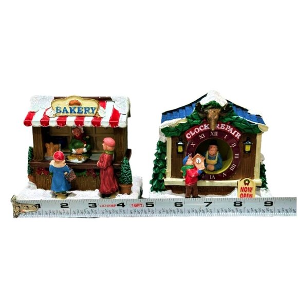 Clock Repair and Bakery Christmas Village Moments in Time 4" LED Lights *WORKS - Picture 10 of 13
